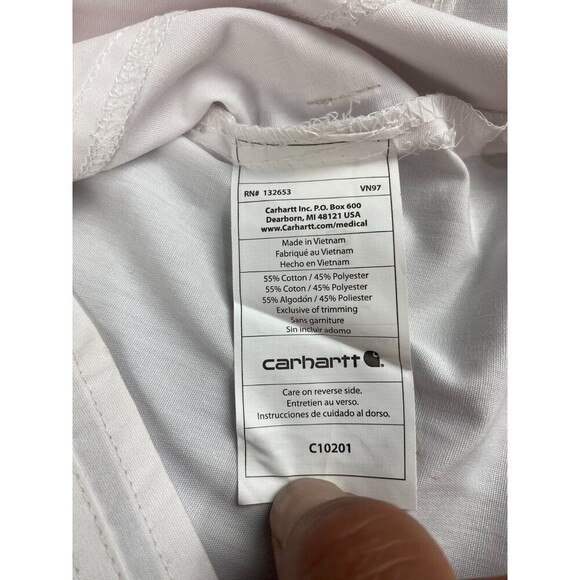 Carhartt scrub top Women's size Large White V Neck pockets front New - Picture 12 of 13